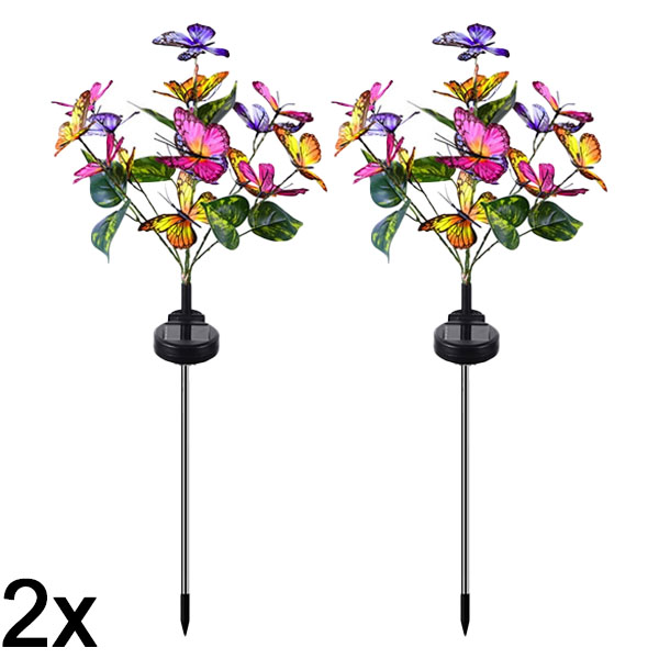 2x Solární venkovní svítidlo ve tvaru motýlů | FLUTIX